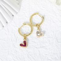Simple Style Heart Shape Copper Drop Earrings Gold Plated Zircon Copper Earrings 1 Pair main image 3
