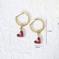 Simple Style Heart Shape Copper Drop Earrings Gold Plated Zircon Copper Earrings 1 Pair main image 4