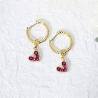 Simple Style Heart Shape Copper Drop Earrings Gold Plated Zircon Copper Earrings 1 Pair main image 1