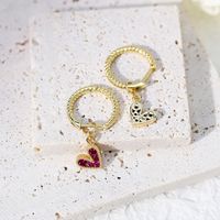 Simple Style Heart Shape Copper Drop Earrings Gold Plated Zircon Copper Earrings 1 Pair main image 2