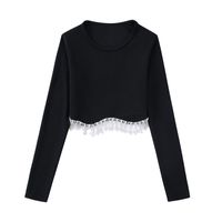 Fashion Solid Color Polyester Round Neck Long Sleeve Beaded Tassel Blouse main image 6
