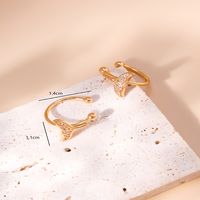 Fashion Fish Tail Copper Ear Clips Gold Plated Zircon Copper Earrings 1 Pair main image 4