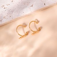 Fashion Fish Tail Copper Ear Clips Gold Plated Zircon Copper Earrings 1 Pair main image 3
