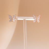 Fashion Butterfly Copper Ear Clips Gold Plated Zircon Copper Earrings 1 Pair main image 2