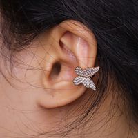 Fashion Butterfly Copper Ear Clips Gold Plated Zircon Copper Earrings 1 Pair main image 6