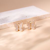 Fashion Butterfly Copper Ear Clips Gold Plated Zircon Copper Earrings 1 Pair main image 3