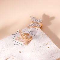 Fashion Butterfly Copper Ear Clips Gold Plated Zircon Copper Earrings 1 Pair sku image 1