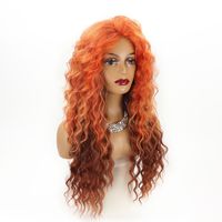 Femmes Mode Orange Fête Fil Haute Température Pointes Latérales Cheveux Longs Et Bouclés Perruques main image 4