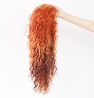 Femmes Mode Orange Fête Fil Haute Température Pointes Latérales Cheveux Longs Et Bouclés Perruques main image 6