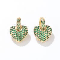 Vintage Style Heart Shape Copper Drop Earrings Plating Inlay Zircon Copper Earrings sku image 1