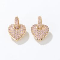 Vintage Style Heart Shape Copper Drop Earrings Plating Inlay Zircon Copper Earrings sku image 2