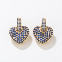 Vintage Style Heart Shape Copper Drop Earrings Plating Inlay Zircon Copper Earrings sku image 3