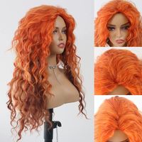 Femmes Mode Orange Fête Fil Haute Température Pointes Latérales Cheveux Longs Et Bouclés Perruques main image 7