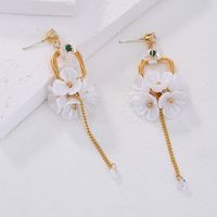 Vacation Tassel Flower Copper Earrings Inlay Resin Zircon Copper Earrings 1 Pair main image 2