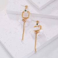 Vacation Tassel Flower Copper Earrings Inlay Resin Zircon Copper Earrings 1 Pair main image 3