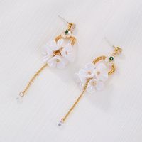 Vacation Tassel Flower Copper Earrings Inlay Resin Zircon Copper Earrings 1 Pair main image 5