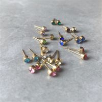 Simple Style Round Inlay Stainless Steel Rhinestones 14K Gold Plated Ear Studs main image 1
