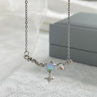 Fashion Cross Alloy Inlay Opal Necklace main image 2