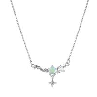 Fashion Cross Alloy Inlay Opal Necklace main image 5