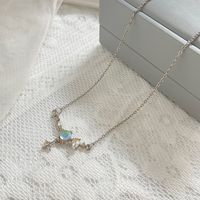 Fashion Cross Alloy Inlay Opal Necklace main image 3
