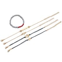 New Minimalist Fashion Jewelry Alloy Coconut Palm Disc Love Braided Rope Bead Bracelet Five-piece Set Nihaojewelry Wholesale sku image 2