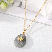 Simple Style Cross Water Droplets Lightning Stainless Steel Pendant Necklace Plating Natural Stone Stainless Steel Necklaces 1 Piece sku image 1