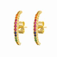Fashion Solid Color Copper Ear Studs Inlay Zircon Copper Earrings 1 Pair main image 2