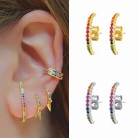 Fashion Solid Color Copper Ear Studs Inlay Zircon Copper Earrings 1 Pair main image 1