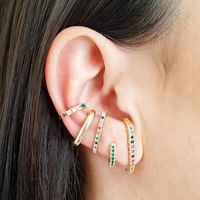 Fashion Solid Color Copper Ear Studs Inlay Zircon Copper Earrings 1 Pair main image 5