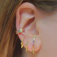 Fashion Solid Color Copper Ear Studs Inlay Zircon Copper Earrings 1 Pair main image 4
