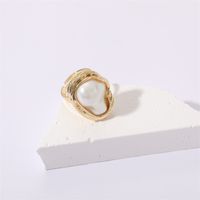 Fashion Irregular Copper Inlay Pearl Open Ring main image 10