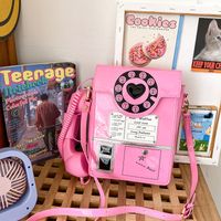 Women's Pu Leather Digital Telephone Cute Preppy Style Square Flip Cover Crossbody Bag sku image 3