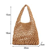 Vintage Style Solid Color Hollow Square Straw Bag main image 8