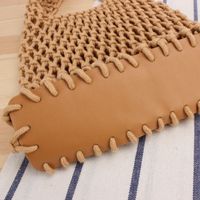 Vintage Style Solid Color Hollow Square Straw Bag main image 7