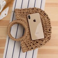 Women's Small Straw Solid Color Fashion Hollow Out Shell String Crossbody Bag main image 3
