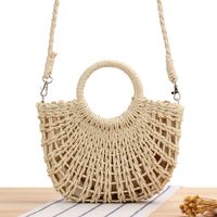 Women's Small Straw Solid Color Fashion Hollow Out Shell String Crossbody Bag sku image 1