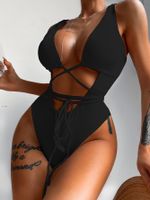 Women's Sexy Solid Color One Piece main image 5