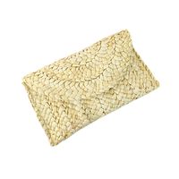 Yellow Red Green Straw Solid Color Weave Square Evening Bags main image 5
