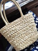 Small Straw Solid Color Vacation Weave Cylindrical Open Straw Bag main image 2