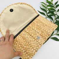Yellow Red Green Straw Solid Color Weave Square Evening Bags main image 2