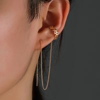 Fashion Leaf Copper Inlay Zircon Ear Line 1 Pair main image 5