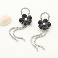 Fashion Flower Copper Drop Earrings Inlay Rhinestone Copper Earrings main image 4