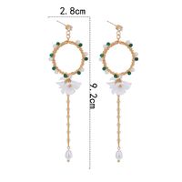 Baroque Style Round Flower Copper Earrings Tassel Artificial Pearls Natural Stone Copper Earrings 1 Pair main image 7