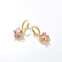 Fashion Heart Shape Copper Dangling Earrings Inlay Zircon Copper Earrings 1 Pair main image 3
