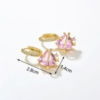 Fashion Heart Shape Copper Dangling Earrings Inlay Zircon Copper Earrings 1 Pair main image 2
