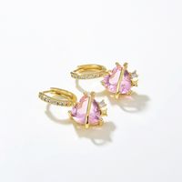 Fashion Heart Shape Copper Dangling Earrings Inlay Zircon Copper Earrings 1 Pair sku image 1
