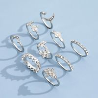 New Fashion Moon Star Leaf Leaf Rose Diamond Crown 9 Nine Set Ring Set Wholesale sku image 2