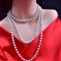 Elegant Solid Color Artificial Pearl Beaded Layered Necklaces 1 Piece sku image 2
