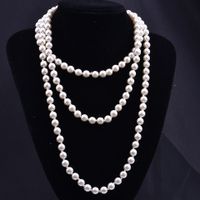 Elegant Solid Color Artificial Pearl Beaded Layered Necklaces 1 Piece sku image 9