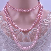 Elegant Solid Color Artificial Pearl Beaded Layered Necklaces 1 Piece sku image 3